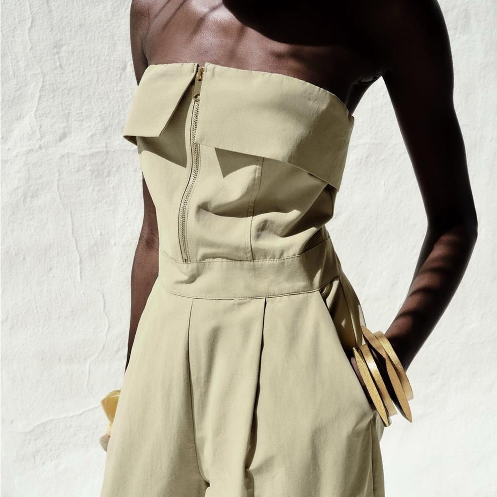 ZARA NWT wide leg strapless jumpsuit